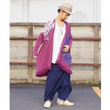 パープル | 【チャイハネ】yul トライバルフラワーMEN'Sフリンジカーディガン | アミナコレクション