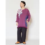 パープル | 【チャイハネ】yul トライバルフラワービッグシルエットMEN'Sトップス | アミナコレクション