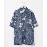ネイビー | 【カヒコ】TWO PALMS ニイハウメンズアロハシャツ | アミナコレクション 
