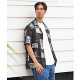 【カヒコ】TWO PALMS ポストカーズメンズアロハシャツ | アミナコレクション | 詳細画像2