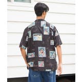 【カヒコ】TWO PALMS ポストカーズメンズアロハシャツ | アミナコレクション | 詳細画像4