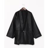 ブラック | 【カヤ】寒のつくり革メンズコート | アミナコレクション