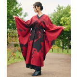 エンジ | 【カヤ】花墨ワンピース | アミナコレクション