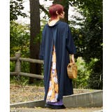 ネイビー | 【カヤ】花便り八掛ワンピース | チャイハネ