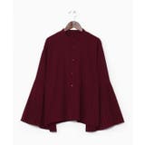 レッド | 【カヤ】襞寄せバンドカラーシャツ | アミナコレクション 