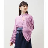 パープル | 【カヤ】襞寄せバンドカラーシャツ | アミナコレクション 