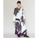 ホワイト×ブラック | 【カヤ】花影ワンピース | アミナコレクション