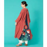 レッド | 【カヤ】花版画八掛ワンピース | チャイハネ