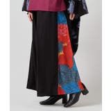 ブラック | 【カヤ】花盛り八掛袴風ワイドパンツ | アミナコレクション 