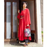 レッド | 【カヤ】【UVカット加工】菊薫る長丈羽織 | チャイハネ