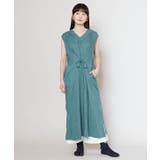 グリーン | 【カヤ】菊薫る長丈ノースリーブワンピース | チャイハネ