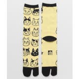 ブラック×イエロー | 【カヤ】猫ノお顔足袋(25-28cm) | チャイハネ
