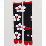 ブラック×レッド | 【カヤ】梅ハイソックス足袋(23-25cm) | アミナコレクション