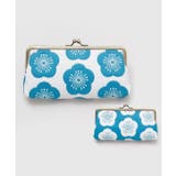 ブルー | 【カヤ】花ふくれ織り がま口メガネケース | アミナコレクション