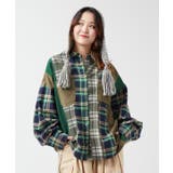 グリーン | 【チャイハネ】チェックパッチワークシャツ | アミナコレクション 