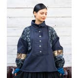 ブルー | 【チャイハネ】ヤオリ異素材パッチワークトップス | アミナコレクション 