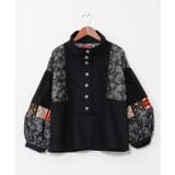 ブラック | 【チャイハネ】ヤオリ異素材パッチワークトップス | アミナコレクション 