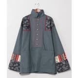 グレー | 【チャイハネ】ヤオリ異素材パッチワークMEN'Sトップス | アミナコレクション