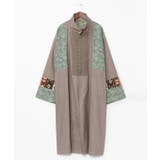 ベージュ | 【チャイハネ】ヤオリ異素材パッチワークMEN'Sロングカーディガン | アミナコレクション