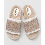 ゴールド | 【チャイハネ】ラメフリンジスライドサンダル | アミナコレクション 