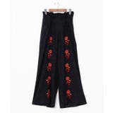 ブラック | 【チャイハネ】ペティナ刺繍ワイドフレアパンツ | アミナコレクション 
