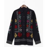 ブラック | 【チャイハネ】グルイム刺繍メンズシャツ | アミナコレクション