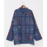 ネイビー系 | 【チャイハネ】ラジャラン刺繍メンズシャツ | アミナコレクション