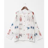 ホワイト | 【チャイハネ】ラジャラン刺繍シャツ | アミナコレクション 