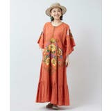 ブラウン | 【チャイハネ】ロザリナ刺繍ワンピース | アミナコレクション