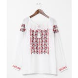 ホワイト | 【欧州航路】ローサンド刺繍ブラウス | アミナコレクション 