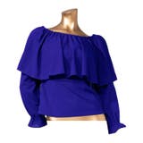 ブルー | 【マウナロア】ワイドフリルシャーリング長袖 | アミナコレクション 