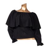 ブラック | 【マウナロア】ワイドフリルシャーリング長袖 | アミナコレクション 