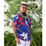 ネイビー | 【マウナロア】Ocean Blue Bird ティアレトアメンズシャツ | アミナコレクション 