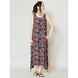 ネイビー | 【チャイハネ】yul 幾何学柄ノースリーブワンピース | アミナコレクション