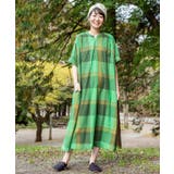 カーキ | 【チャイハネ】チェックバンドカラーワンピース | チャイハネ