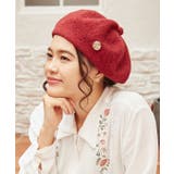 ワイン | 【欧州航路】ドレープウールベレー帽 チェコガラスボタン付き | アミナコレクション 