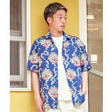 ネイビー | 【Kahiko】TWO PALMS レイオブハワイMEN'Sアロハシャツ | チャイハネ