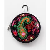 ブラック | 【チャイハネ】アラウンドミラー刺繍ポーチ | アミナコレクション 