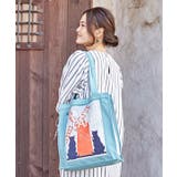 ブルー | 【欧州航路】オーガニックコットン キャットアートトートバッグ | チャイハネ