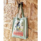 グリーン | 【欧州航路】オーガニックコットン キャットアートトートバッグ | チャイハネ