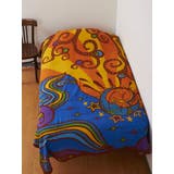 オレンジ | 【チャイハネ】サイケデリックSUN&MOONベッドカバー シングル | アミナコレクション