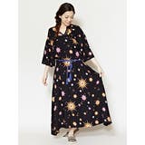 ブラック | 【チャイハネ】イスラミック風プリントワンピース | アミナコレクション