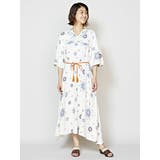 ホワイト | 【チャイハネ】イスラミック風プリントワンピース | アミナコレクション