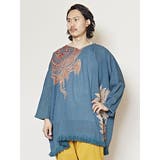 ブルー | 【チャイハネ】yul トライバルフラワービッグシルエットMEN'Sトップス | アミナコレクション