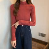 レッド | ハイネックワイドリブカラーニットプルオーバー | Alvia