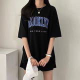ブラック | BROOKLYNプリントルーズTシャツ×ショートパンツSET 春 夏 | CHEER【WOMEN】