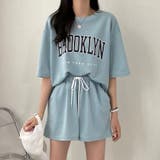 ライトブルー | BROOKLYNプリントルーズTシャツ×ショートパンツSET 春 夏 | CHEER【WOMEN】