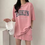 ピンク | BROOKLYNプリントルーズTシャツ×ショートパンツSET 春 夏 | CHEER【WOMEN】