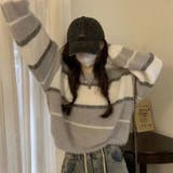 ランダムボーダーモヘアニットトップス 秋 冬 | Alvia | 詳細画像11