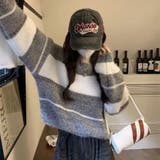 ランダムボーダーモヘアニットトップス 秋 冬 | Alvia | 詳細画像4